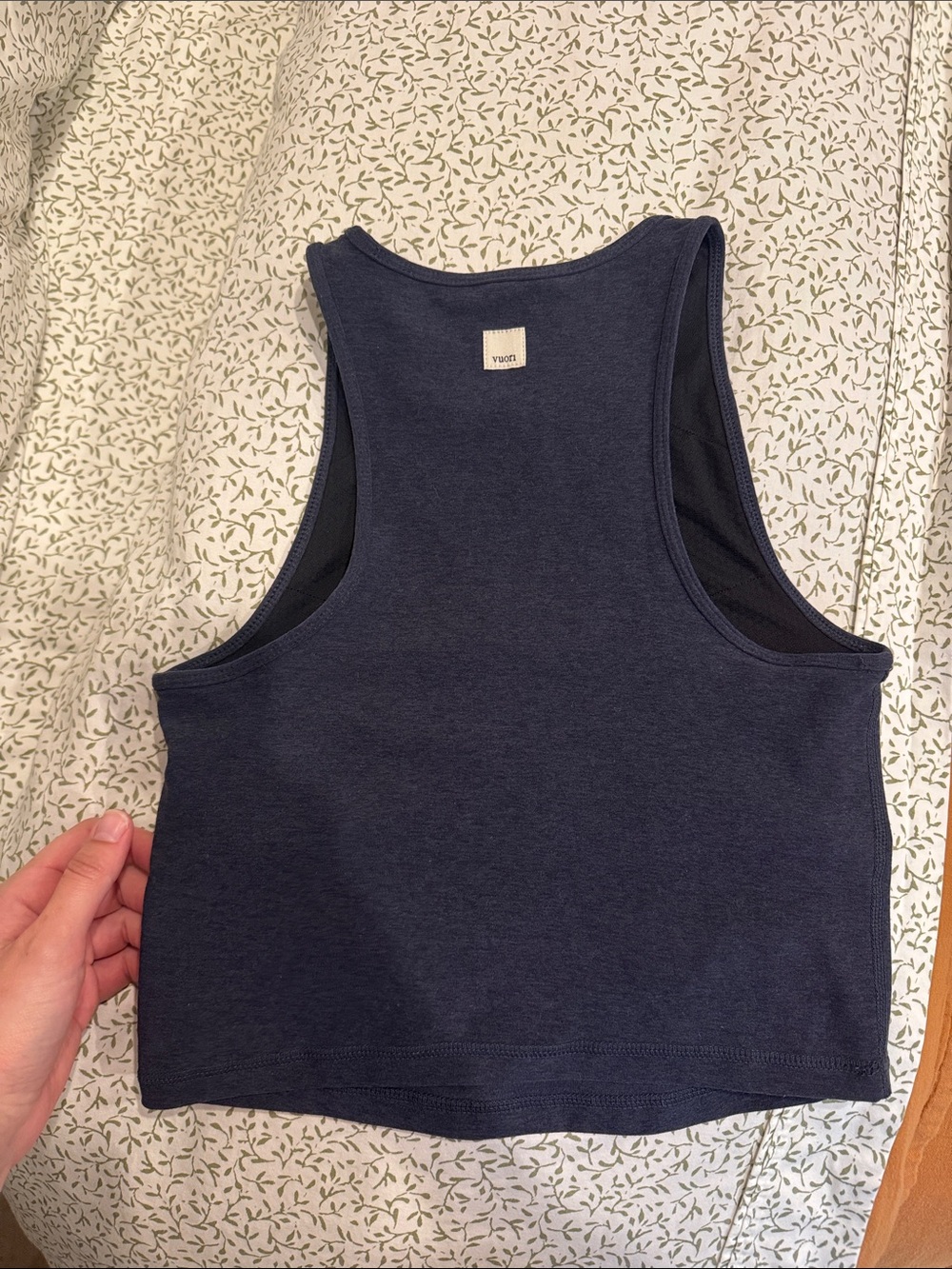 Vuori Heather Navy Elevation Crop Tank